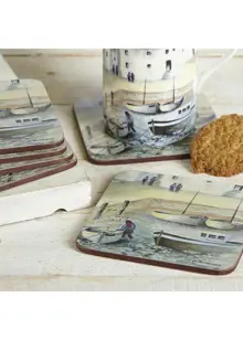 Pack of 4 Cornish Harbour Premium Coasters 10.5cm