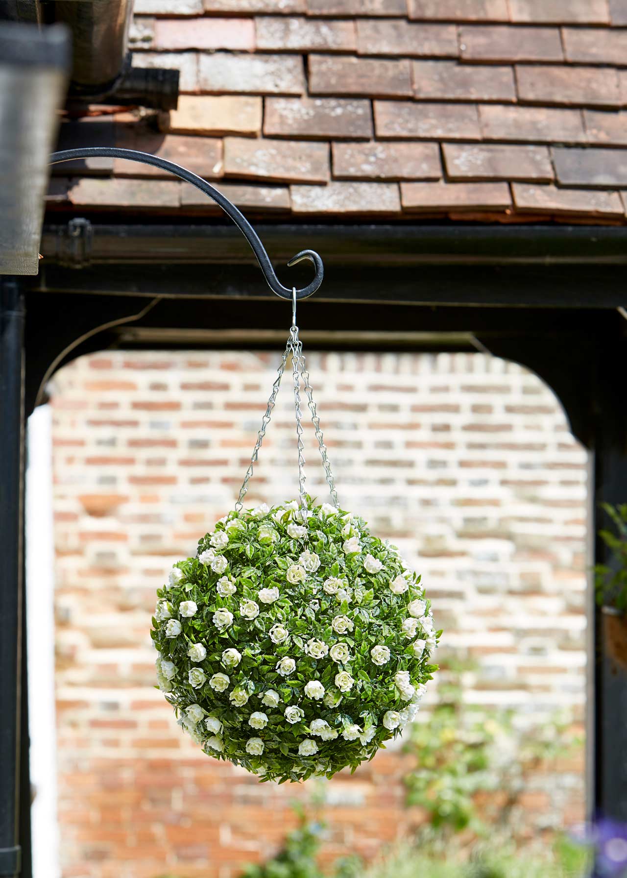 30cm Artificial Topiary White Rose Ball Smart Garden Dobbies Garden Centres