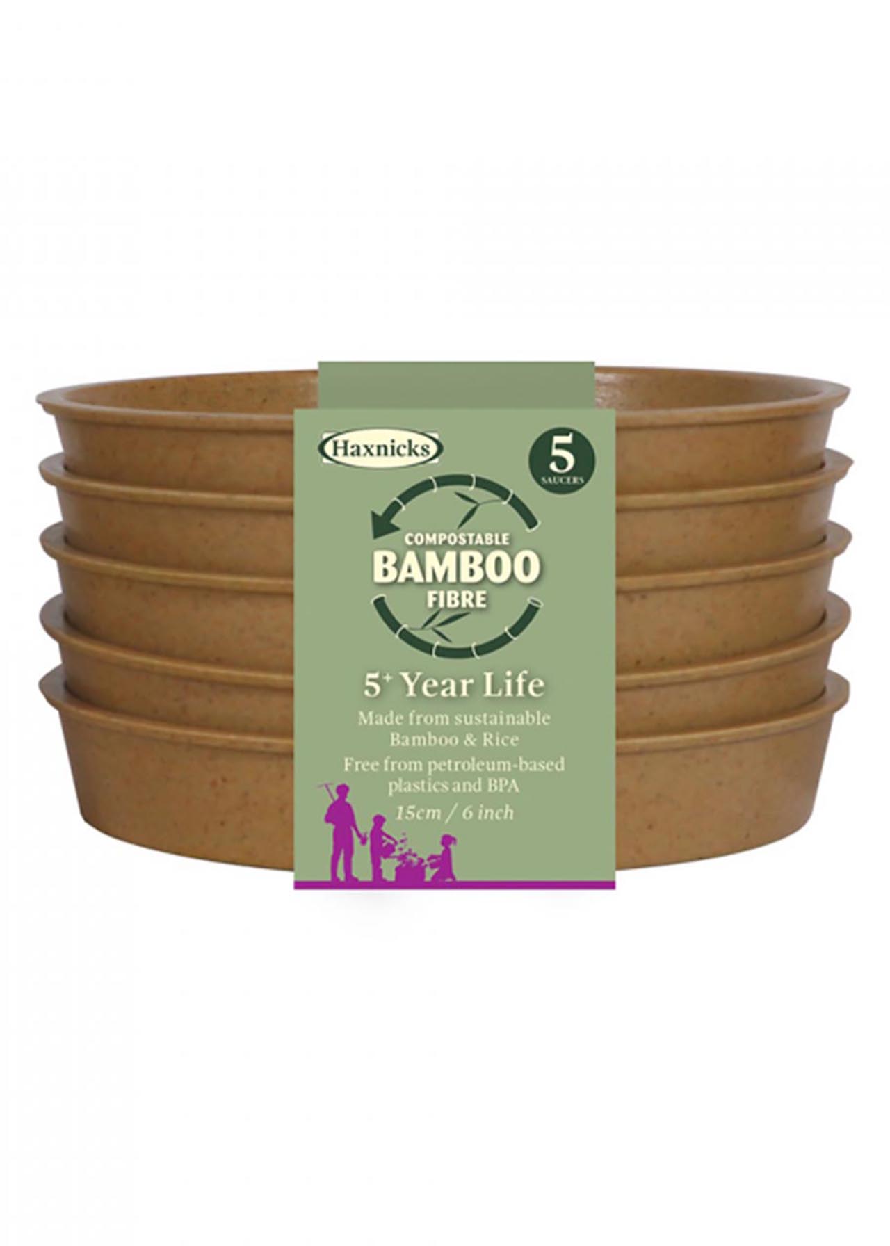 Pack Of 5 Bamboo Saucers 12.5cm Terra