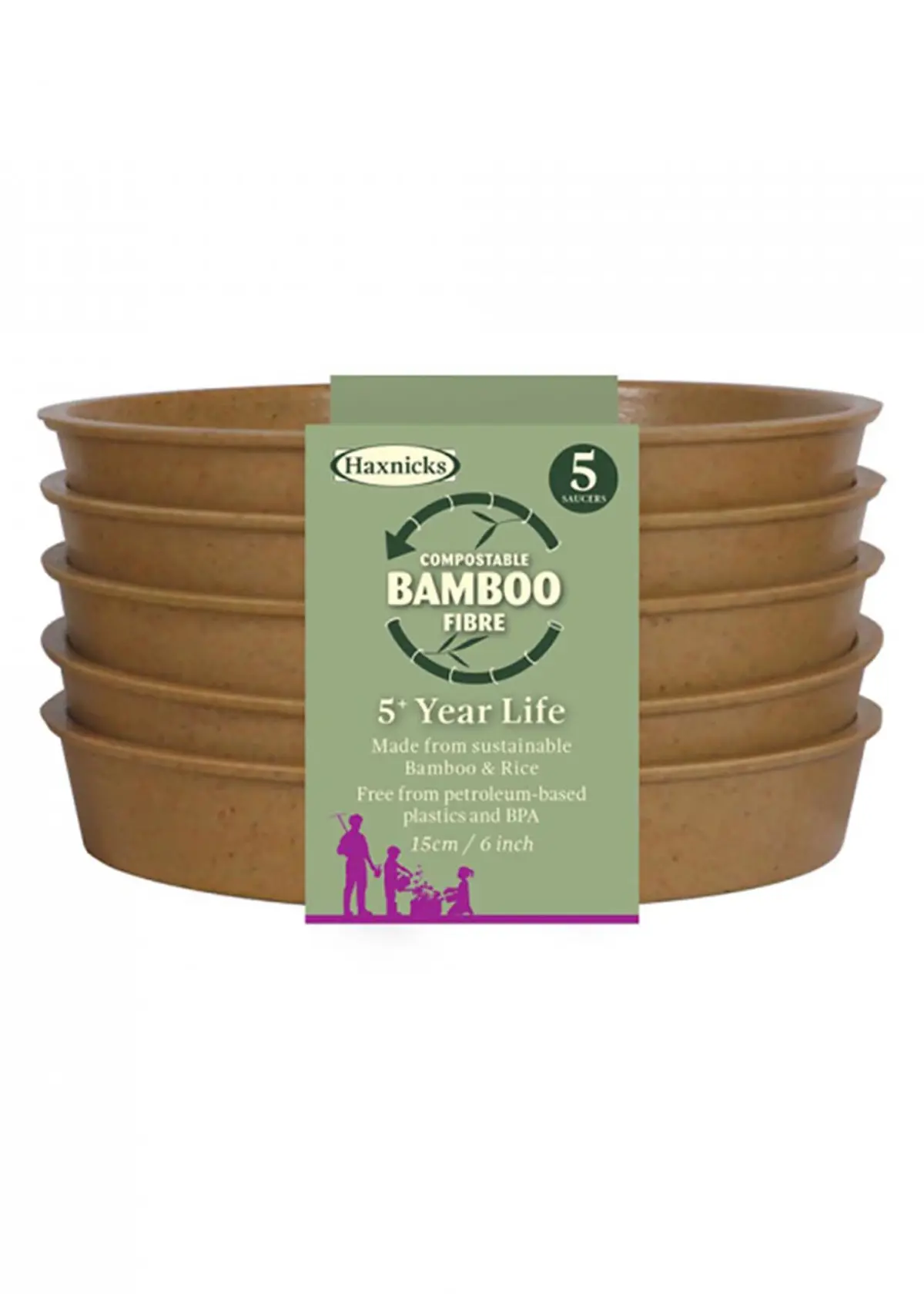 Pack Of 5 Bamboo Saucers 12.5cm Terra