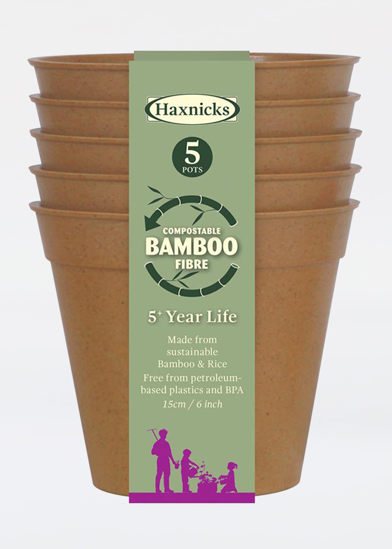 Haxnicks 15cm (6) Bamboo Pot 5 pack Terracotta