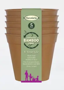 Haxnicks 15cm (6") Bamboo Pot 5 pack Terracotta