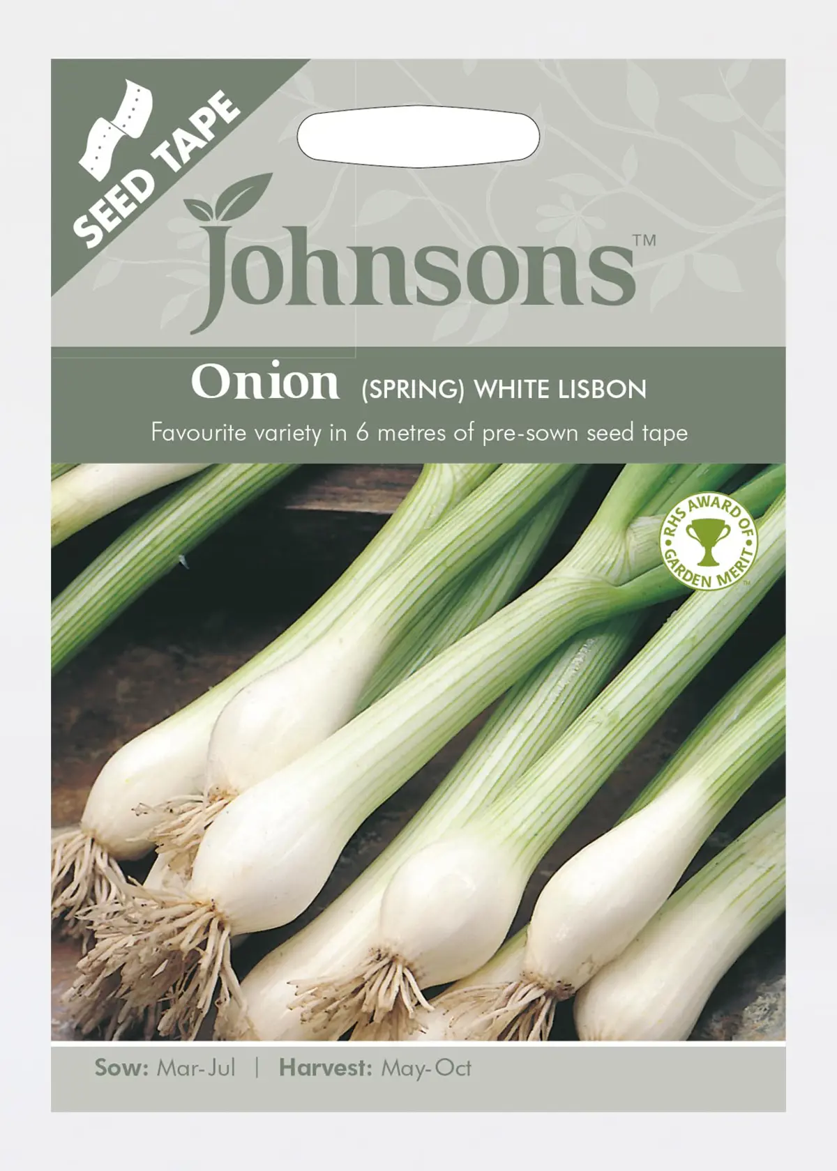 A photo of Tape Onion (Spring) White Lisbon Seed Tape