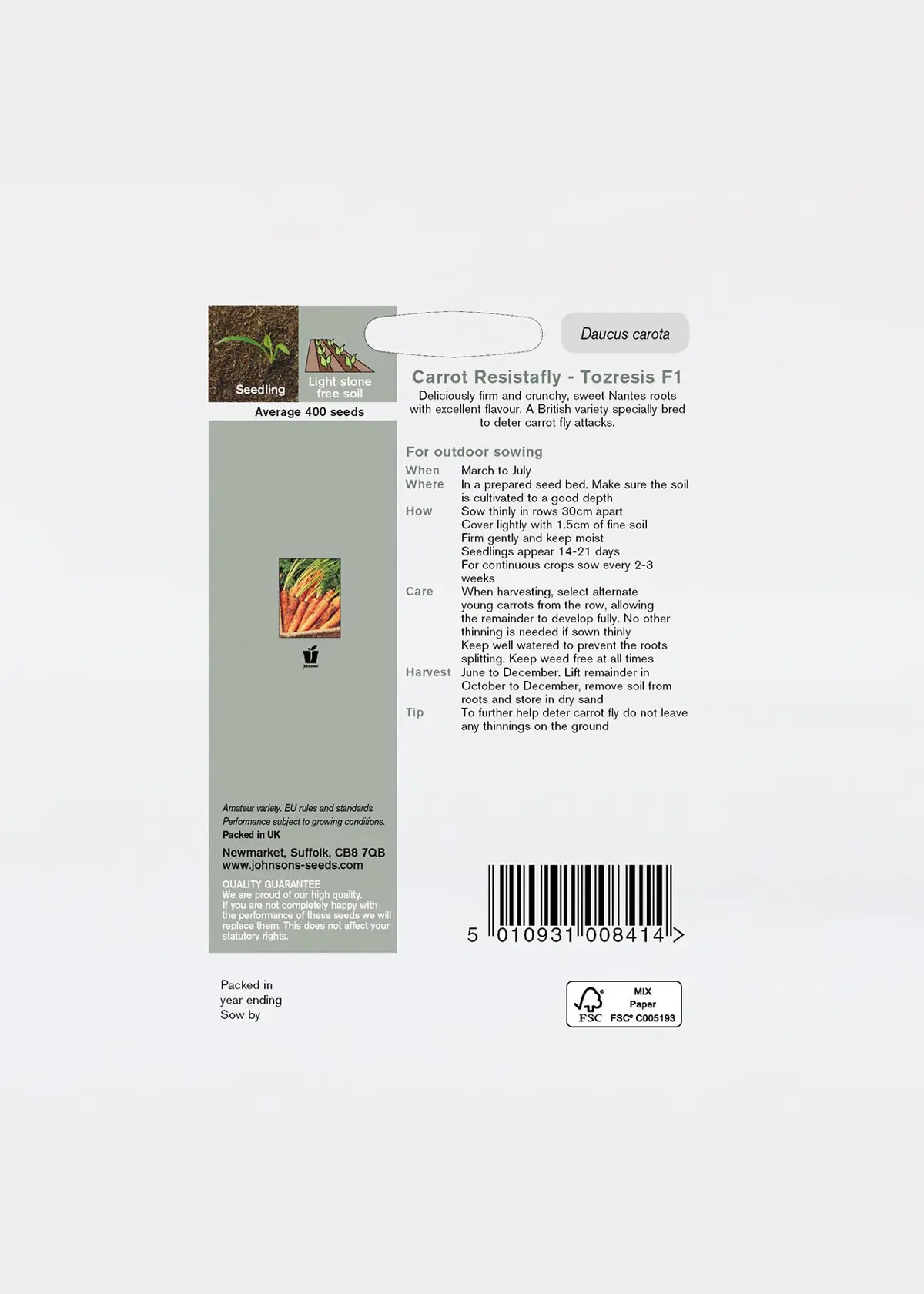 A photo of Carrot Resistafly Tozresis F1 Seeds