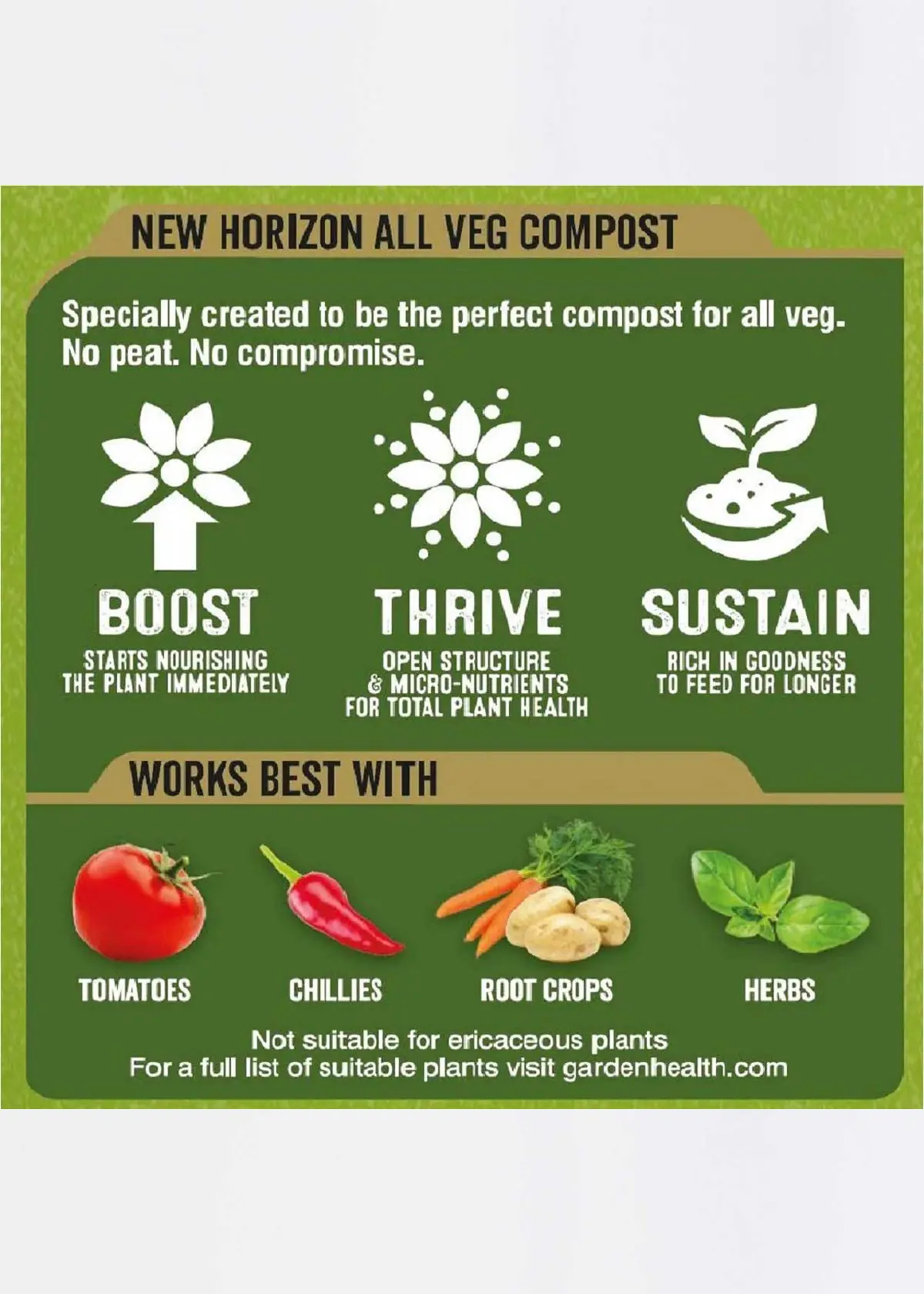 A photo of 50L New Horizon Peat Free Vegetable Growing Compost