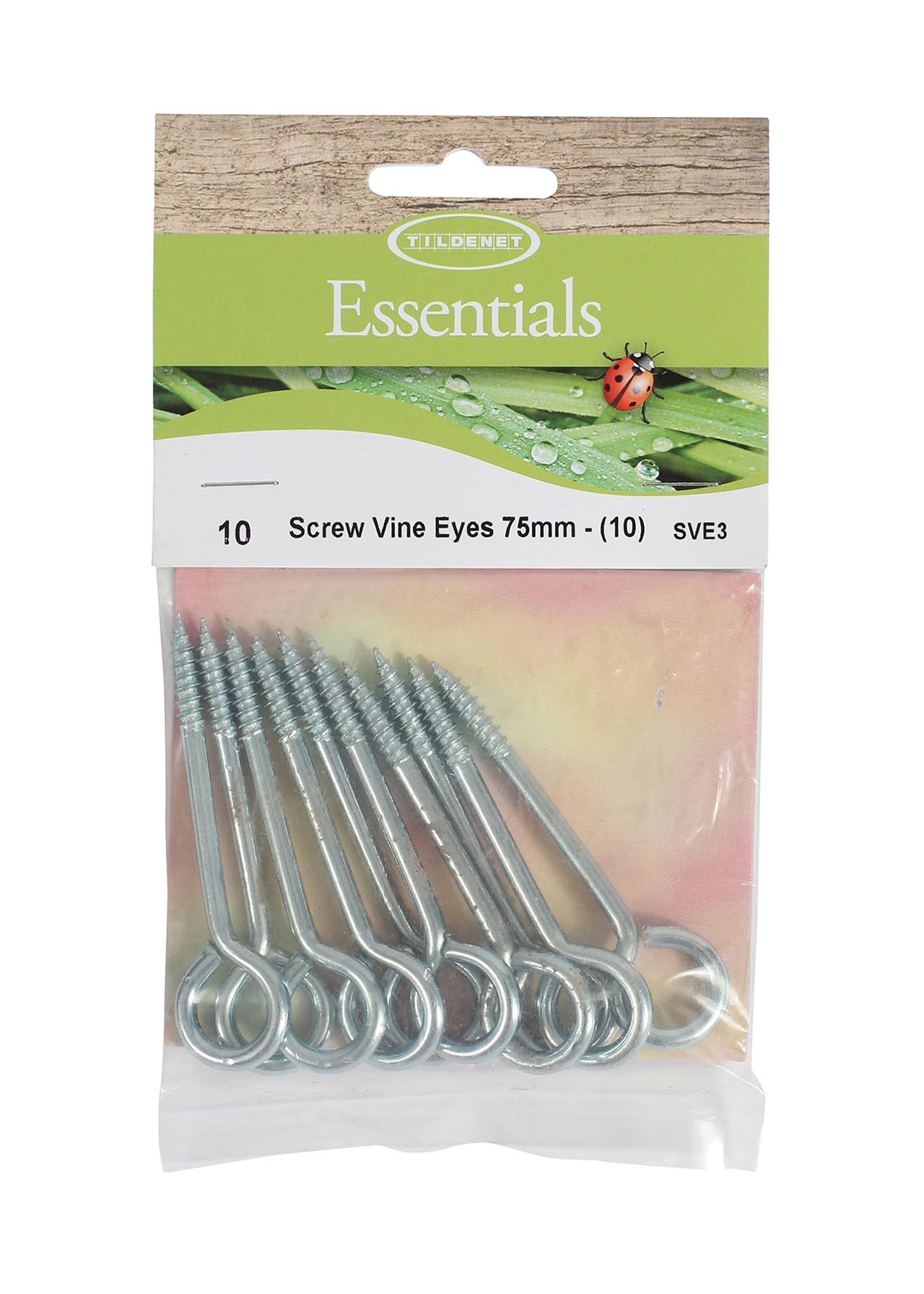 Pack of 10 Screw Vine Eyes 75mm
