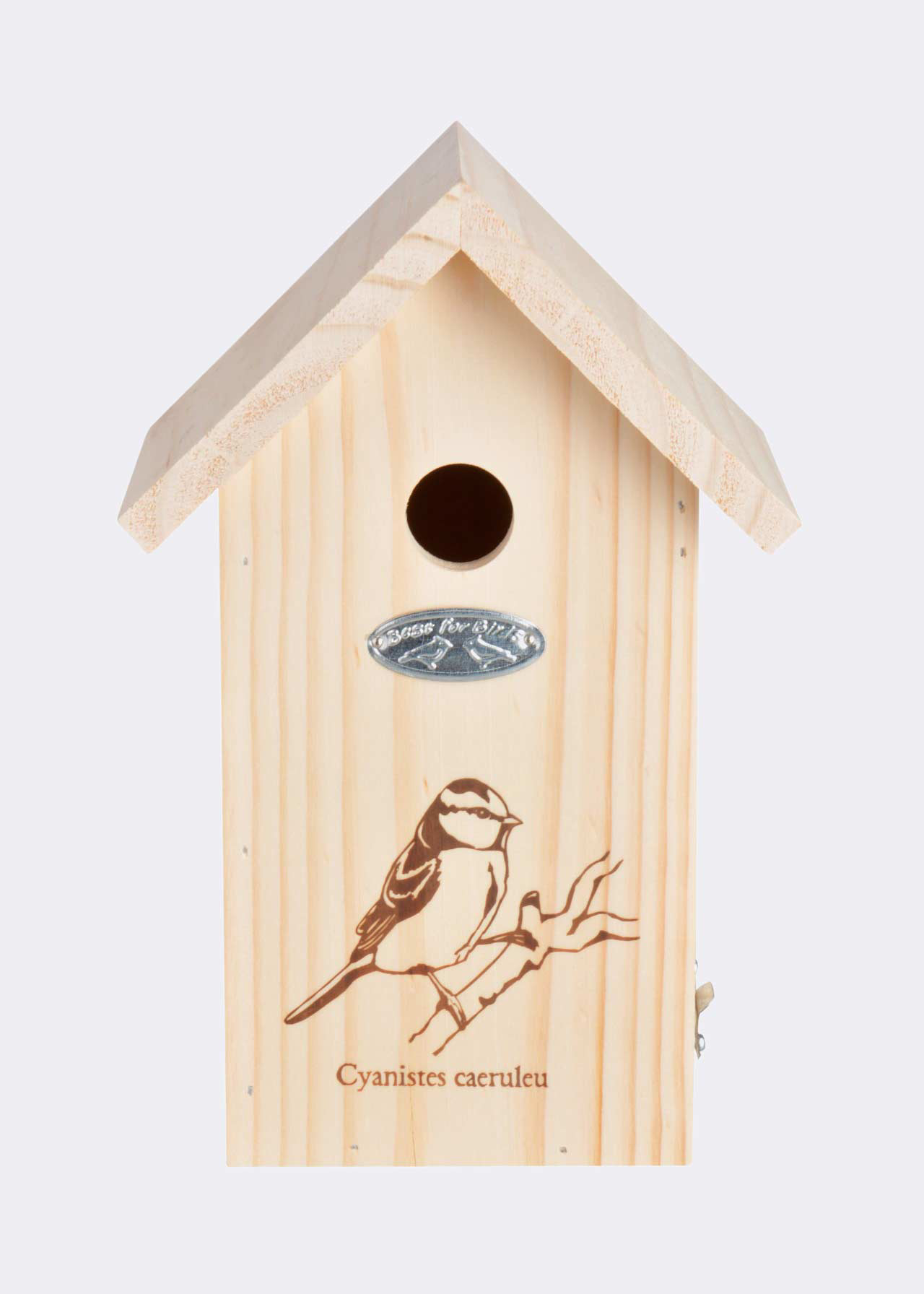 Wooden Bird House With Blue Tit Silhouette