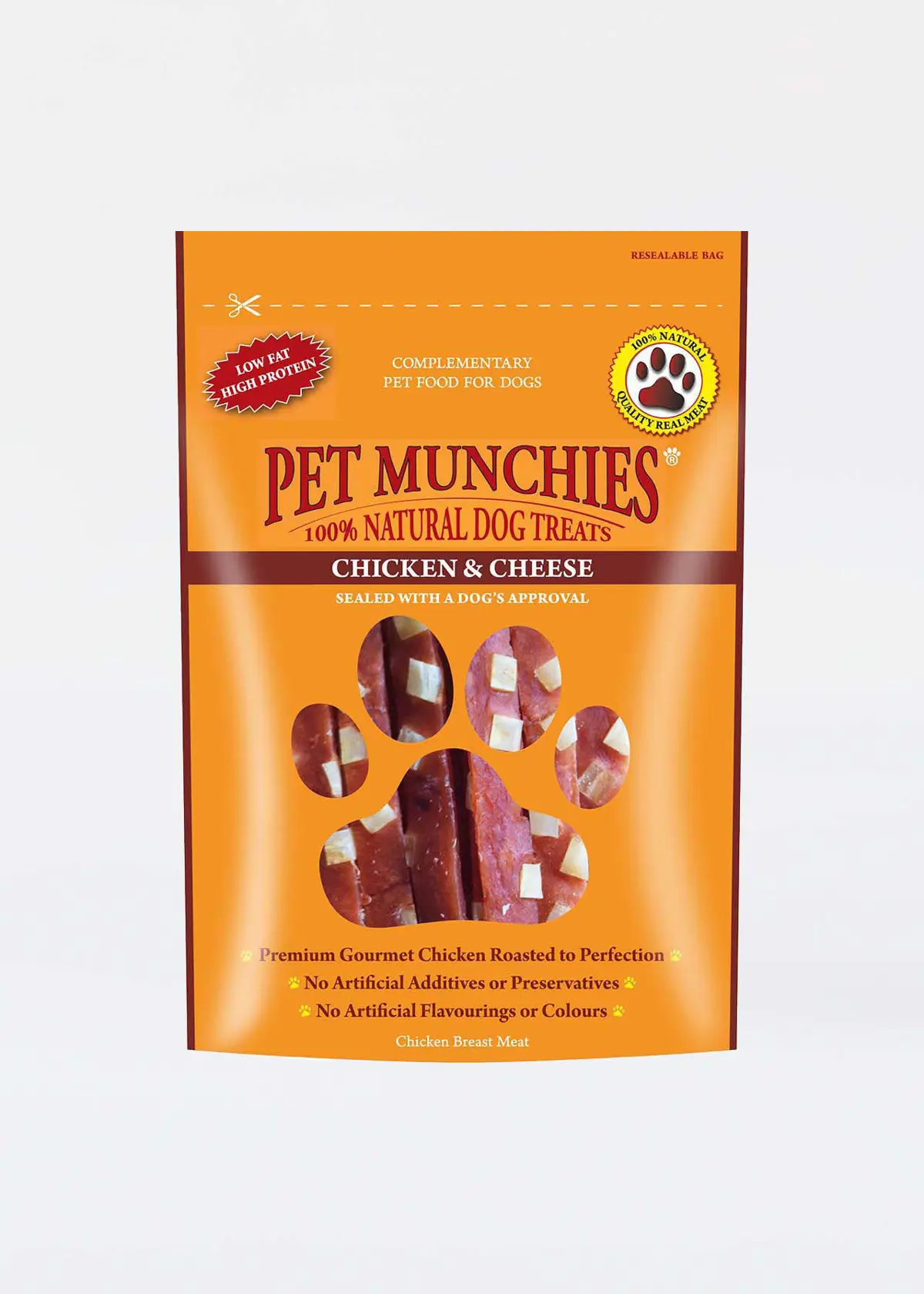 A photo of Pet Munchies Chicken & Cheese Dog Treats 100g