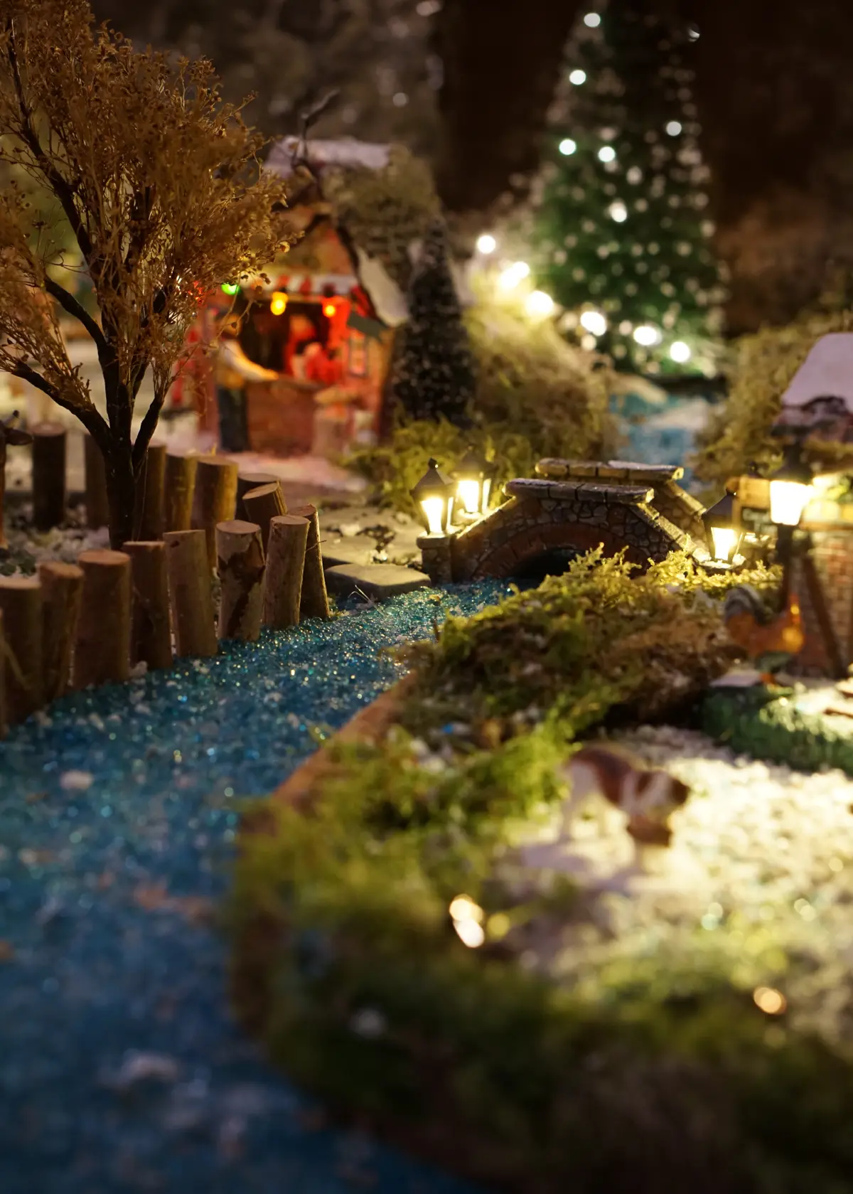 A photo of Fine Decorative Blue Glass Stones for Christmas Village 440g