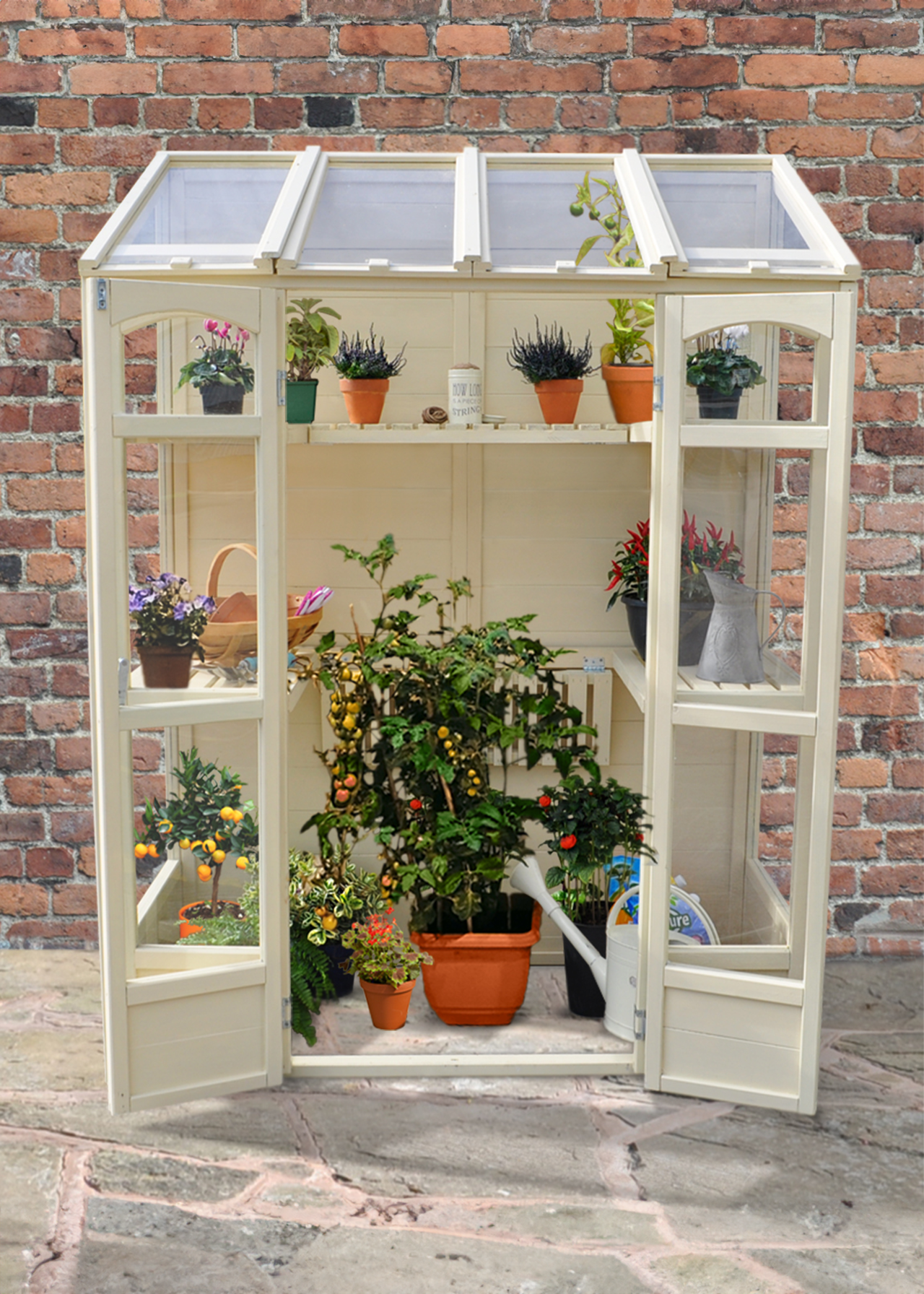 Victorian Tall Wall Greenhouse with Auto Vent