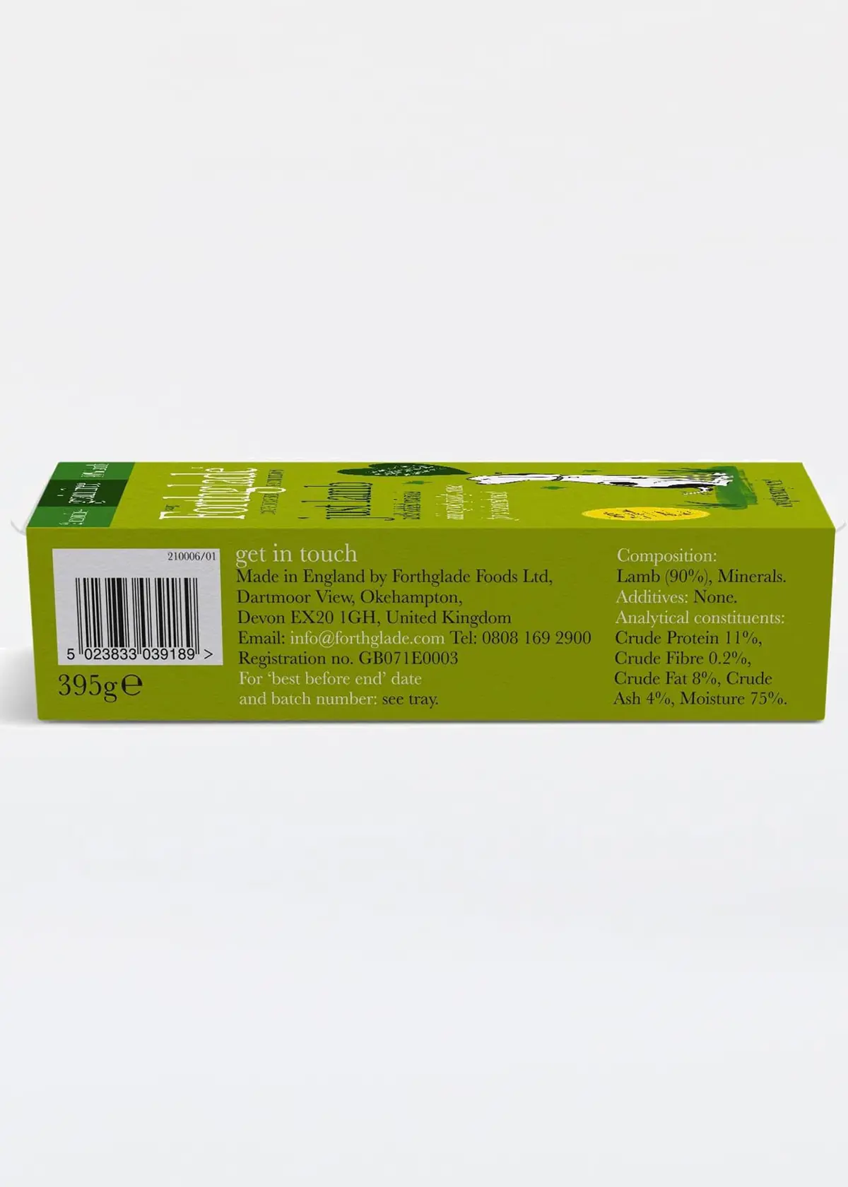 A photo of Forthglade Just Lamb (Grain Free) 395g