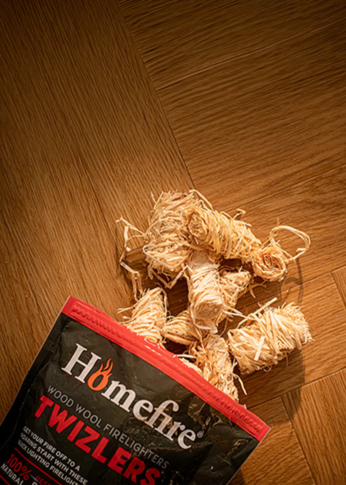 A photo of Homefire Wood Wool Natural Twizlers Firelighters