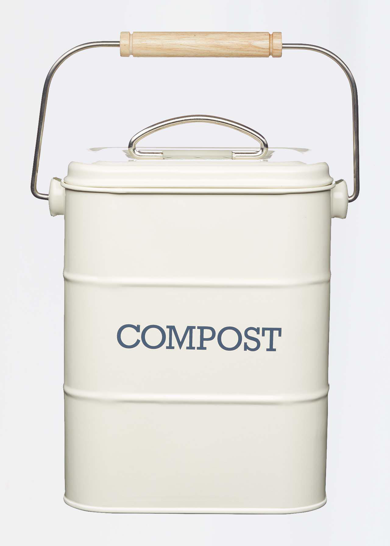 3 Litre Steel Compost Bin Cream