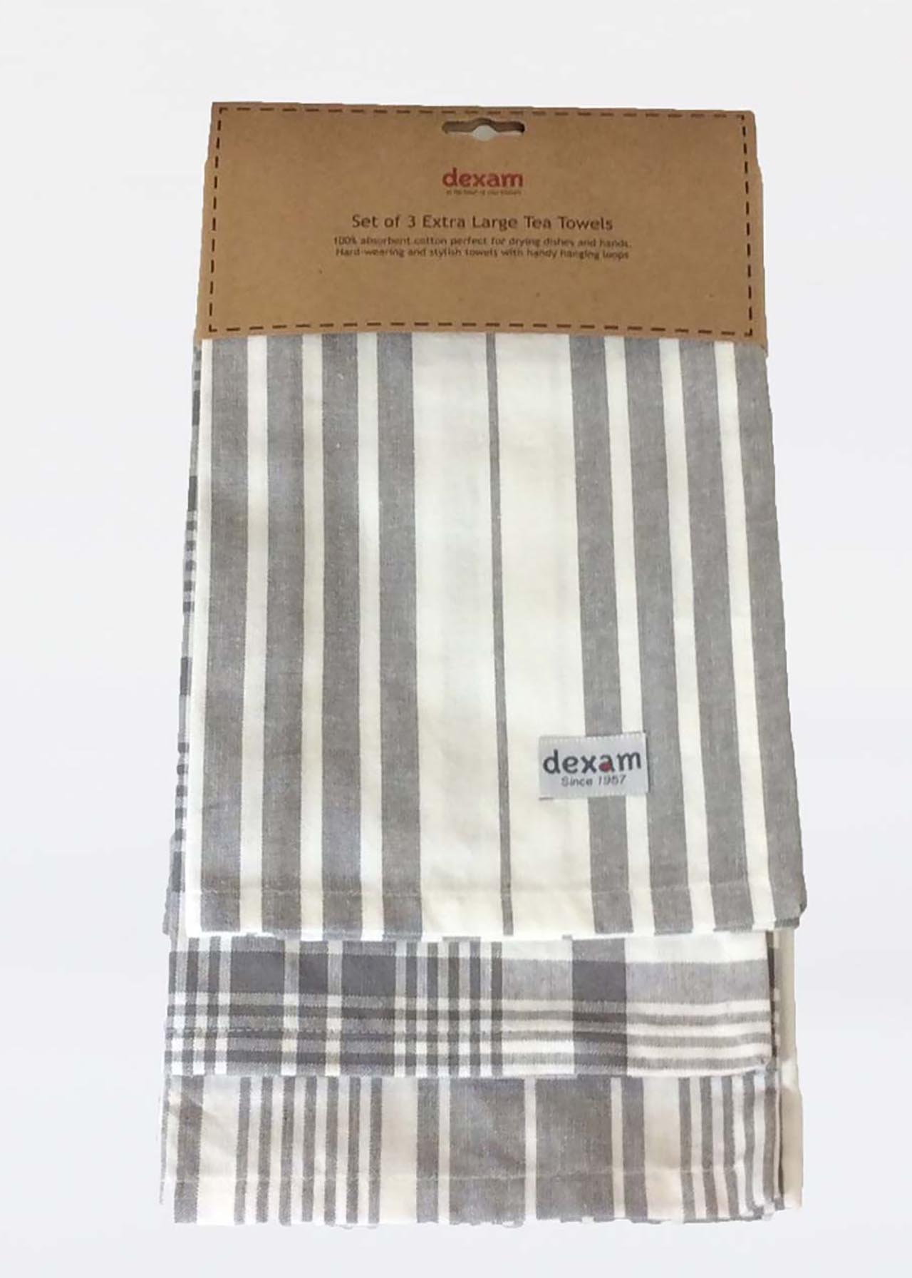 Set Of 3 Love Colour XL Tea Towels Slate Grey