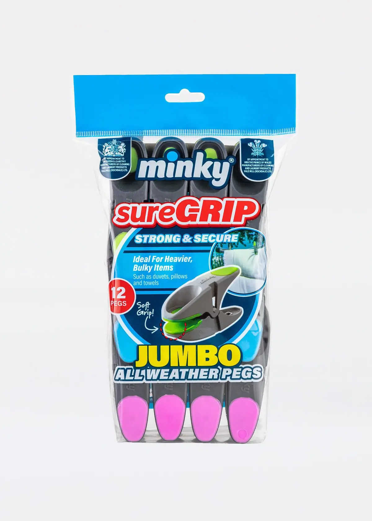 A photo of Minky Sure Grip Jumbo Pegs