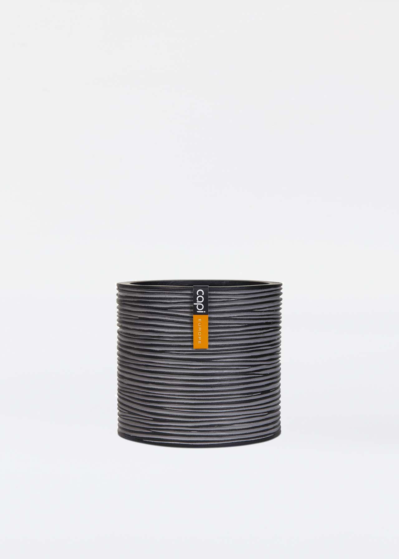 Vase Cylinder Rib 14X12 Black