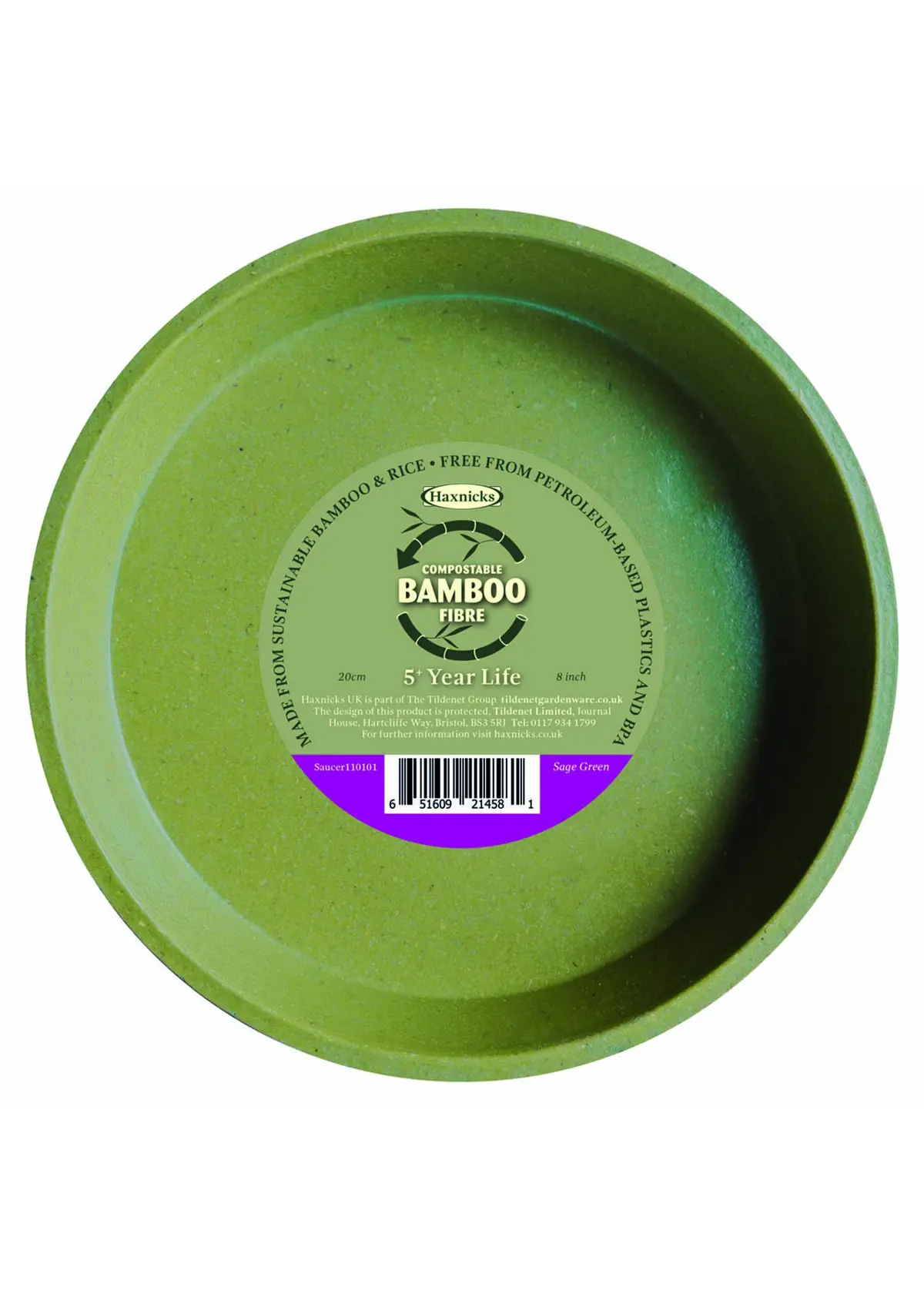 A photo of Haxnicks 20cm (8") Bamboo Saucer single Sage Green
