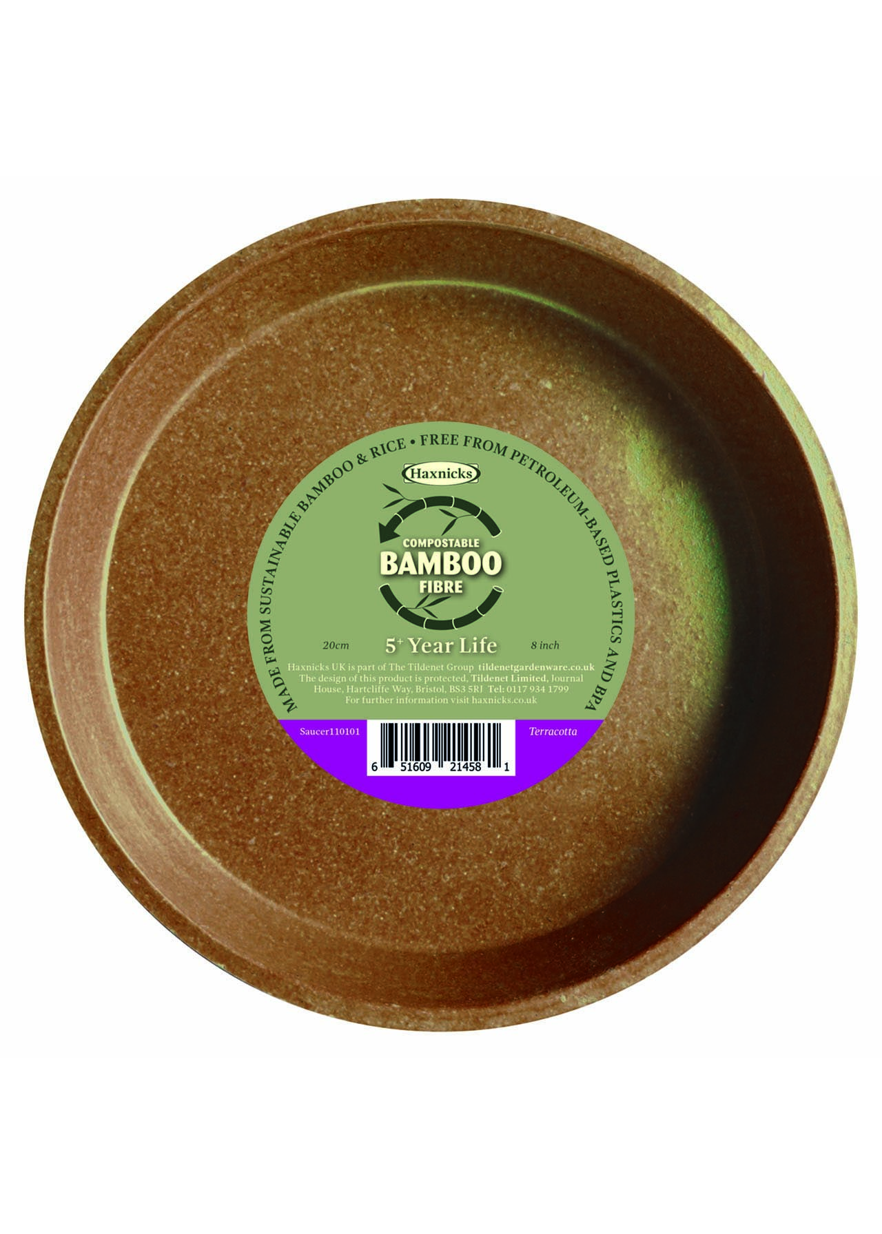 Haxnicks 20cm (8) Bamboo Saucer single Terracotta