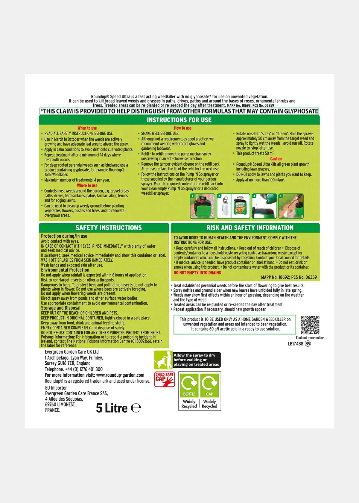 A photo of Roundup Speed Ultra Weedkiller Refill 5L