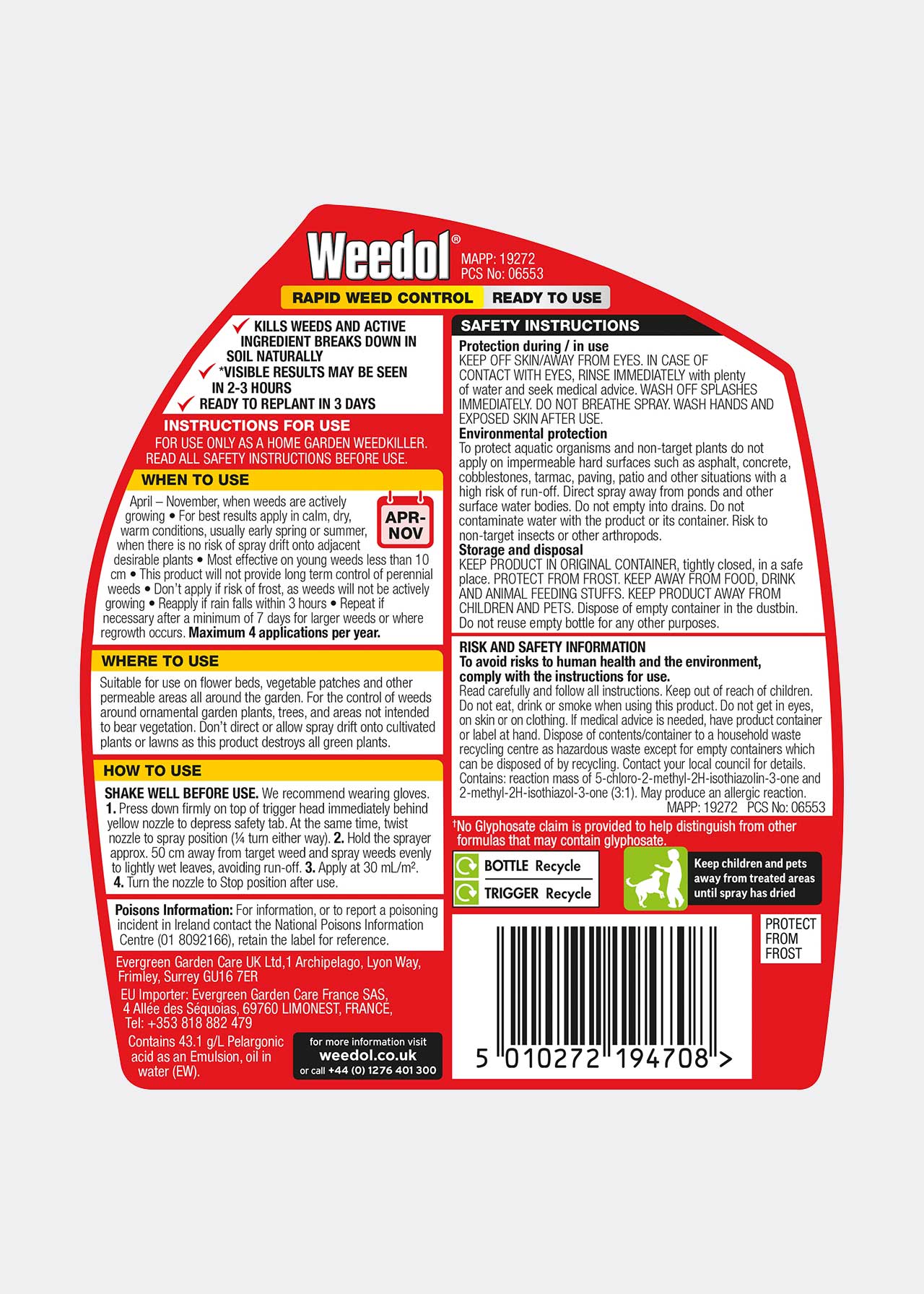Weedol Rapid RTU Weed Control 1L Dobbies Garden Centres