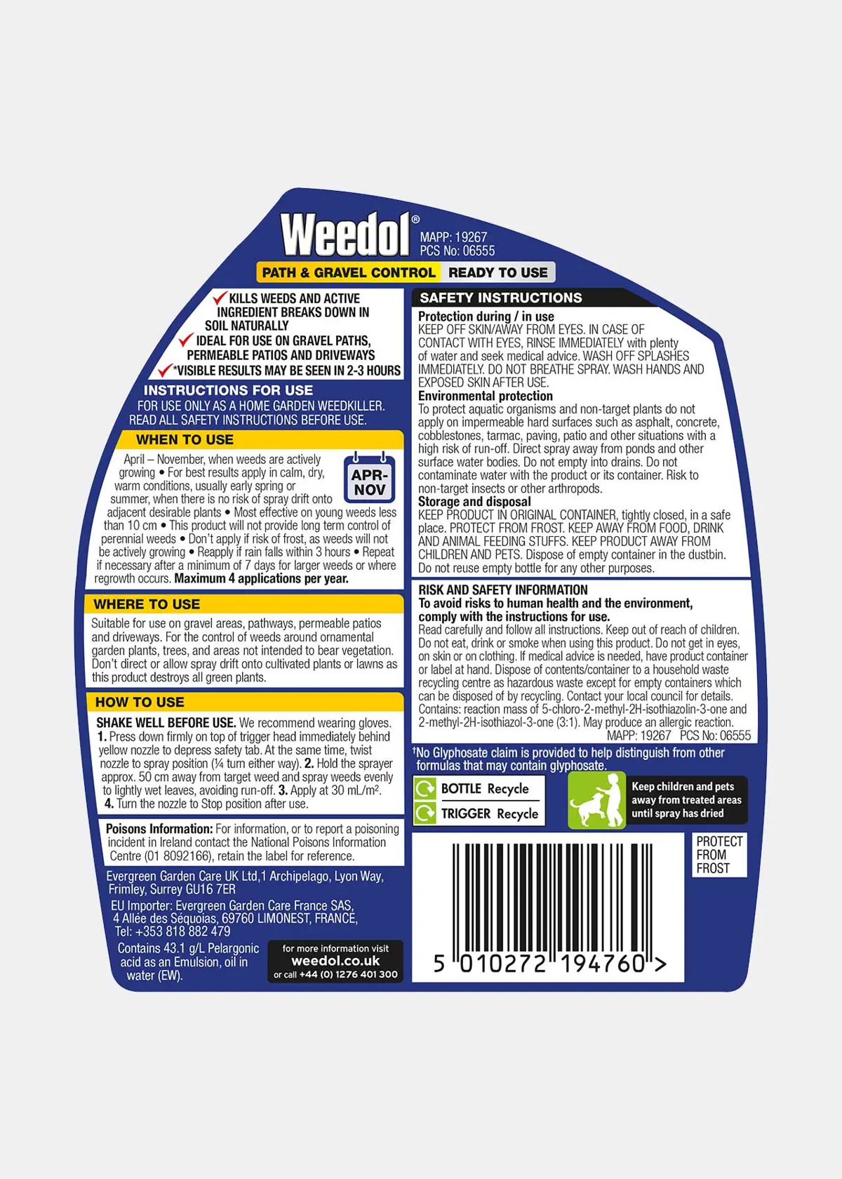 A photo of Weedol Ready-To-Use Path & Patio Weedkiller 1L