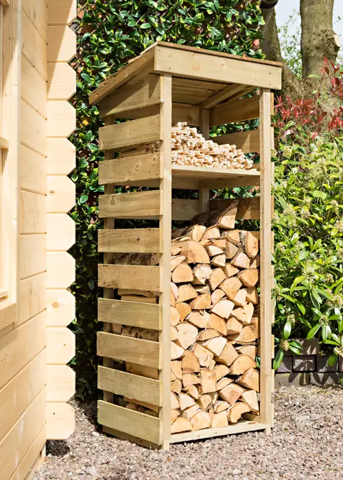 A photo of Narrow Wooden Log Store