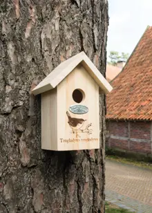 Wren Silhouette Wooden Bird House