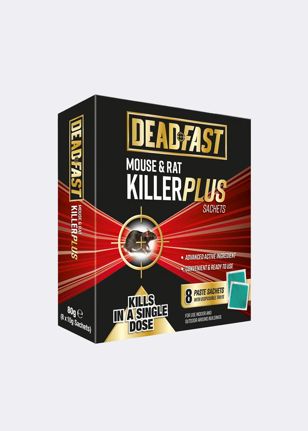 A photo of Deadfast Mouse and Rat Killer Plus 8 Sachets