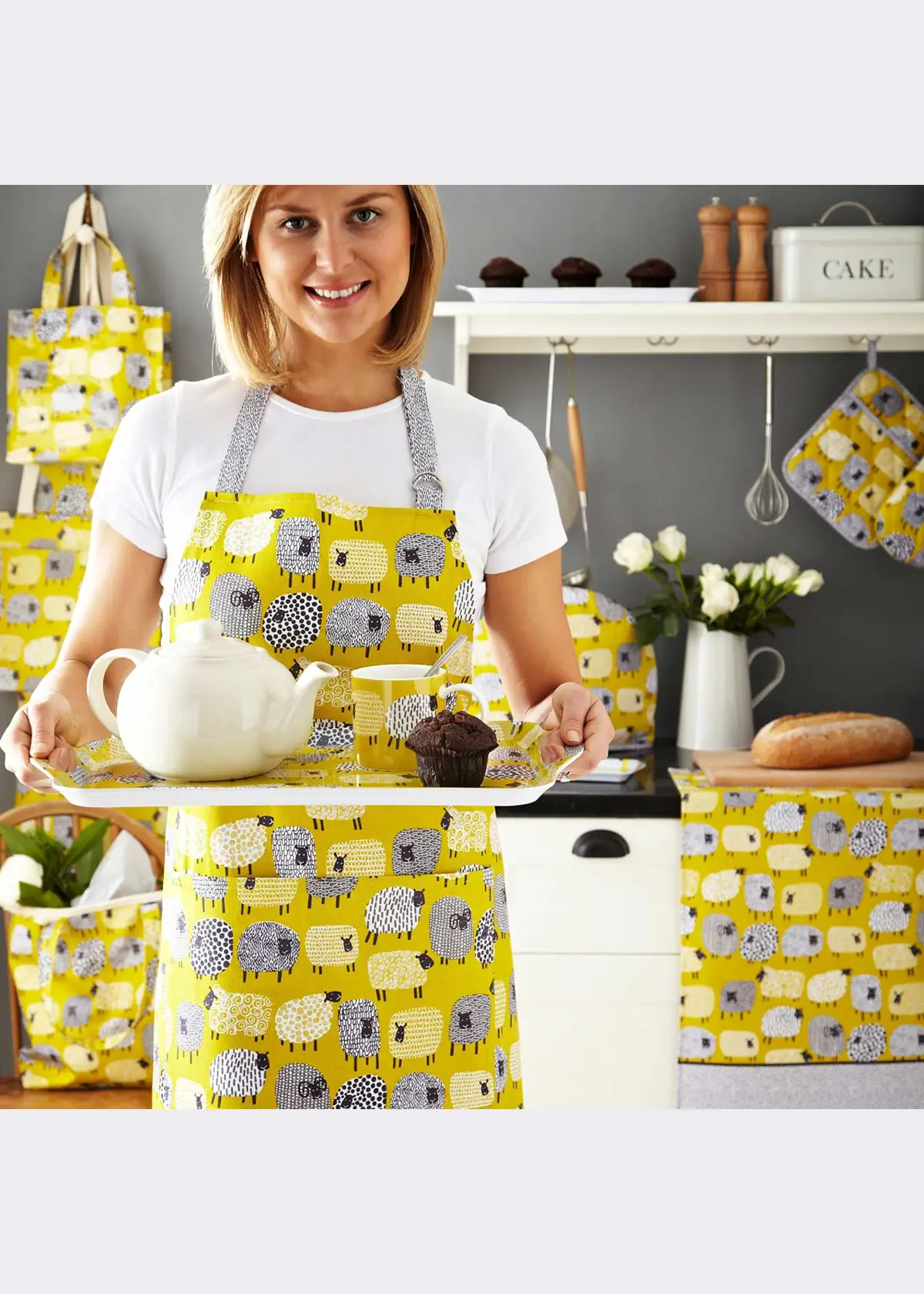 A photo of Dotty Sheep Apron Yellow