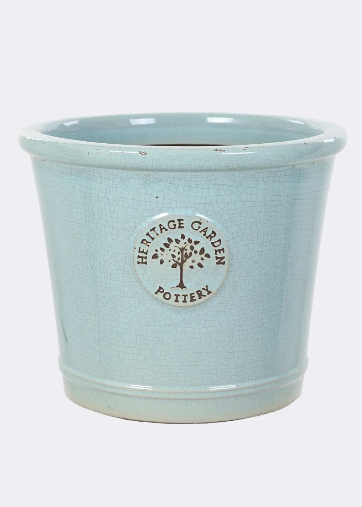 A photo of Edwardian Crackle Glaze Pot 20cm Green