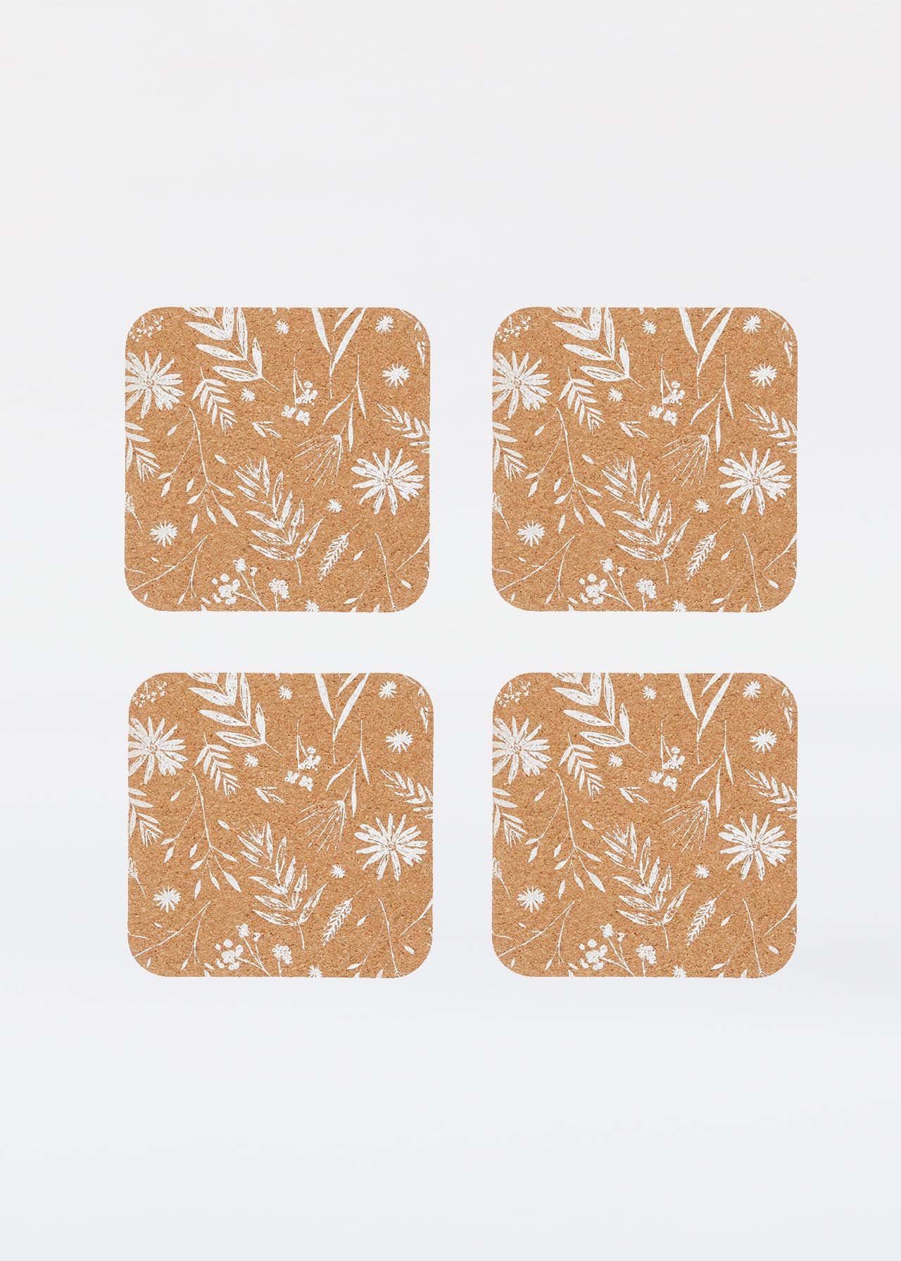 Cork Print Pack Of 4 Coasters