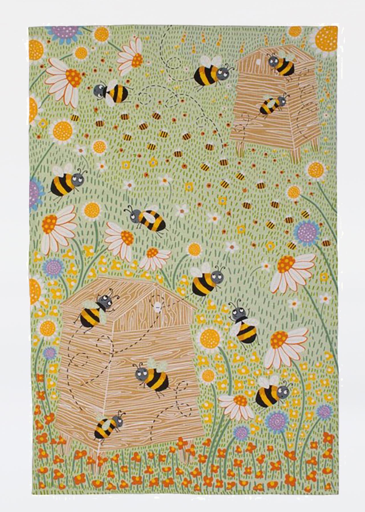 Daisy Bees Cotton Tea Towel