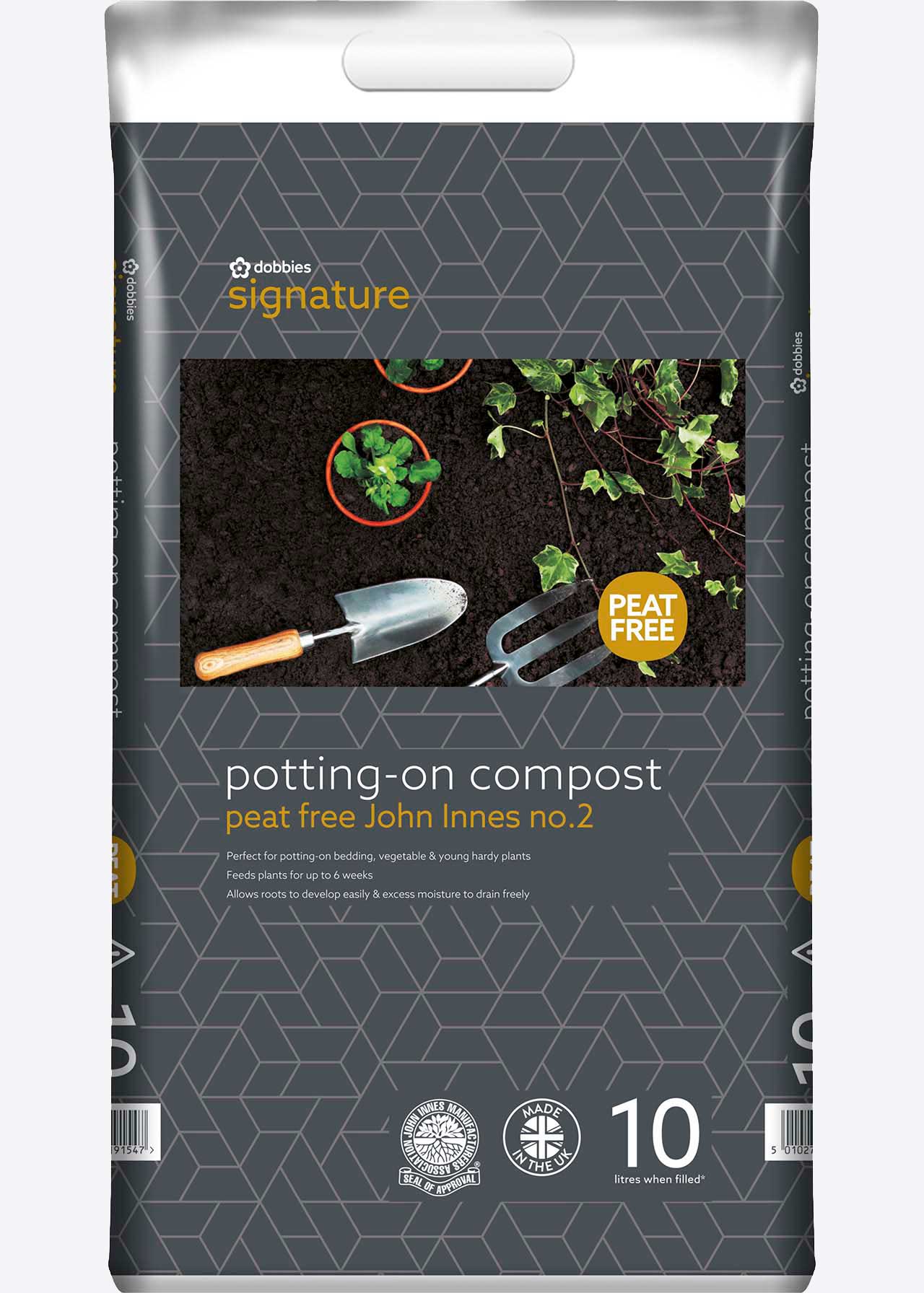 10L Dobbies Peat Free No 2 Potting-on Compost +JI