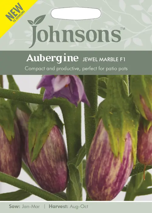 A photo of Aubergine Jewel Marble F1 Seeds