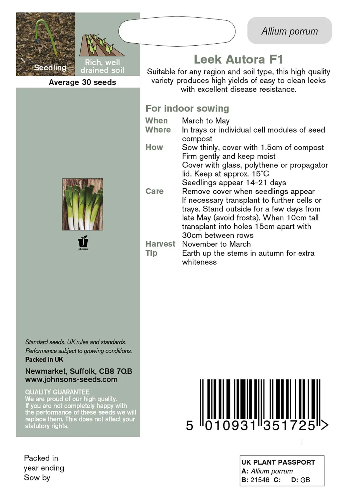 A photo of Leek Autora Seeds