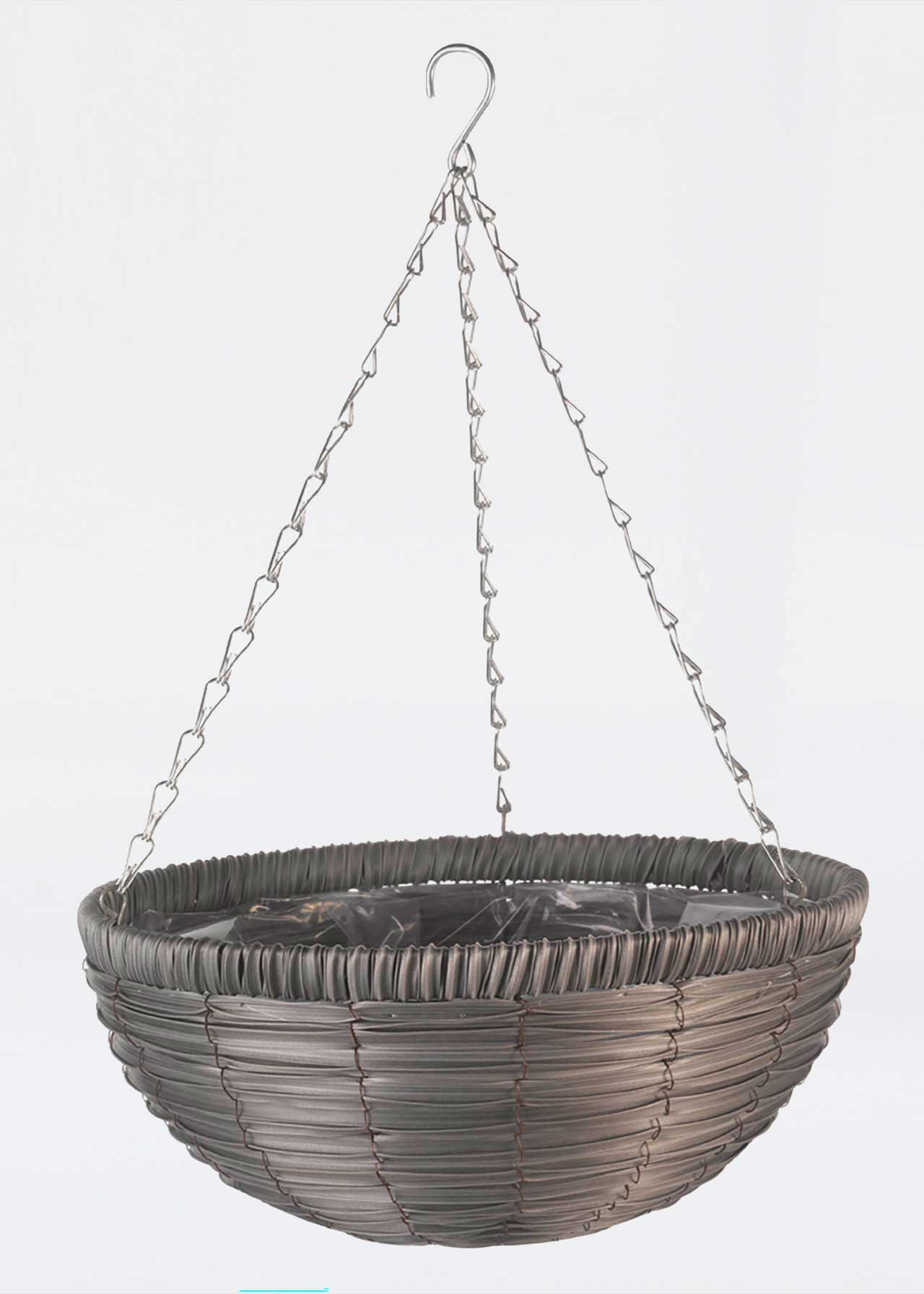 Slate Faux Rattan Basket 14in