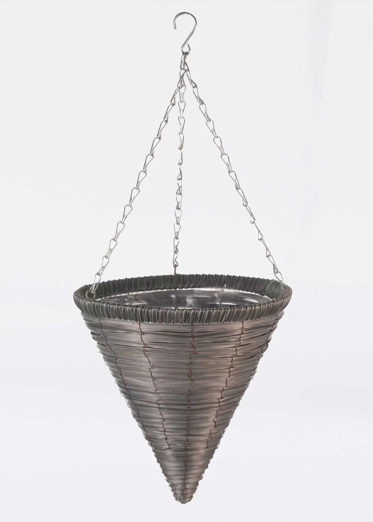 A photo of Slate Faux Rattan Cone 14in