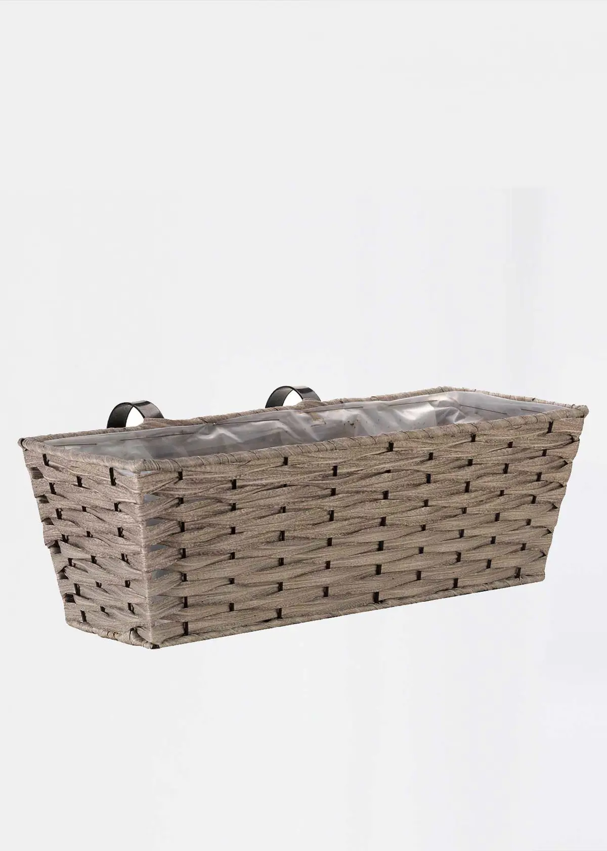 A photo of Soft Grey Bari Faux Rattan 19" Planter