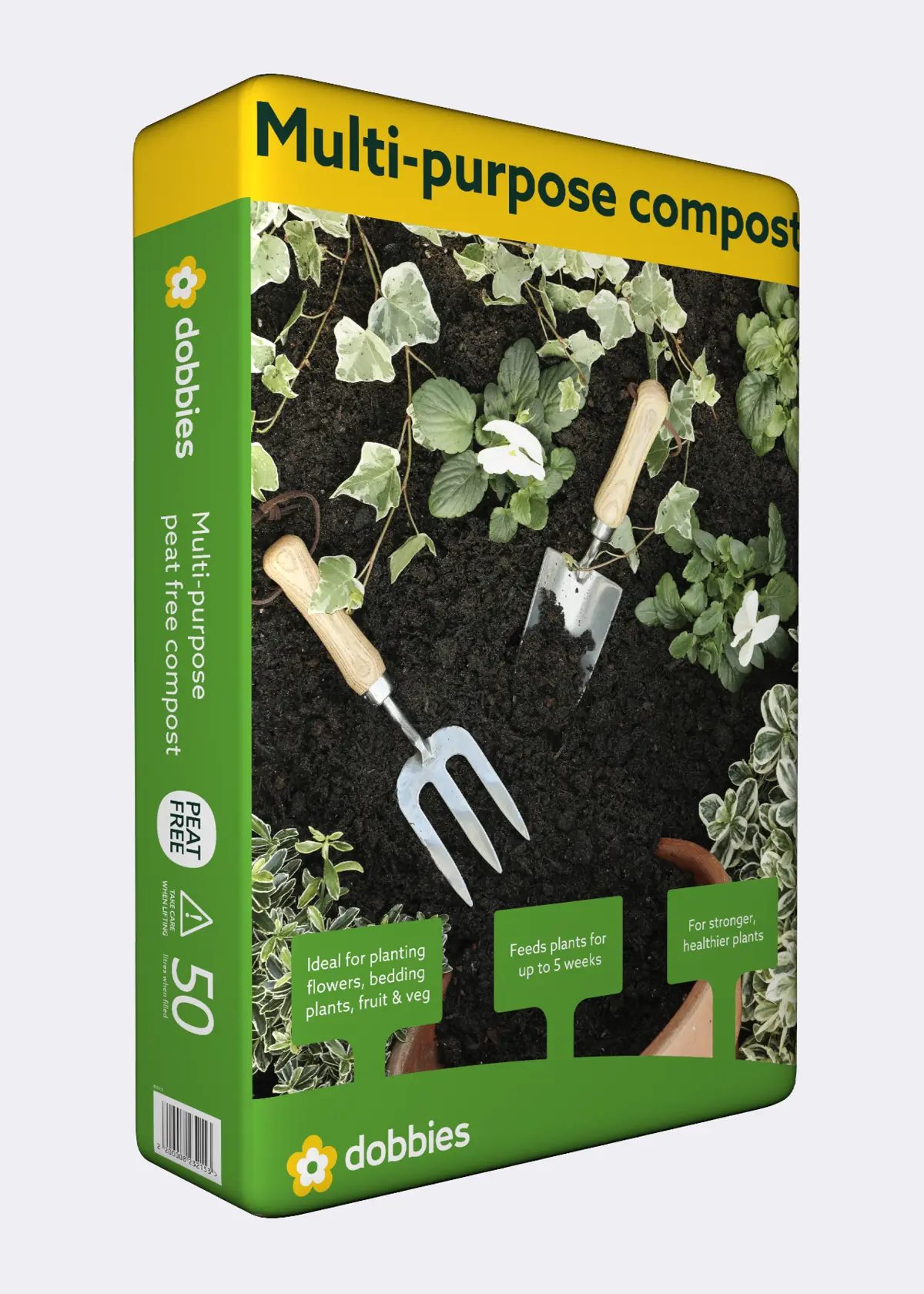 A photo of 50L Dobbies Multi-Purpose Peat Free Compost