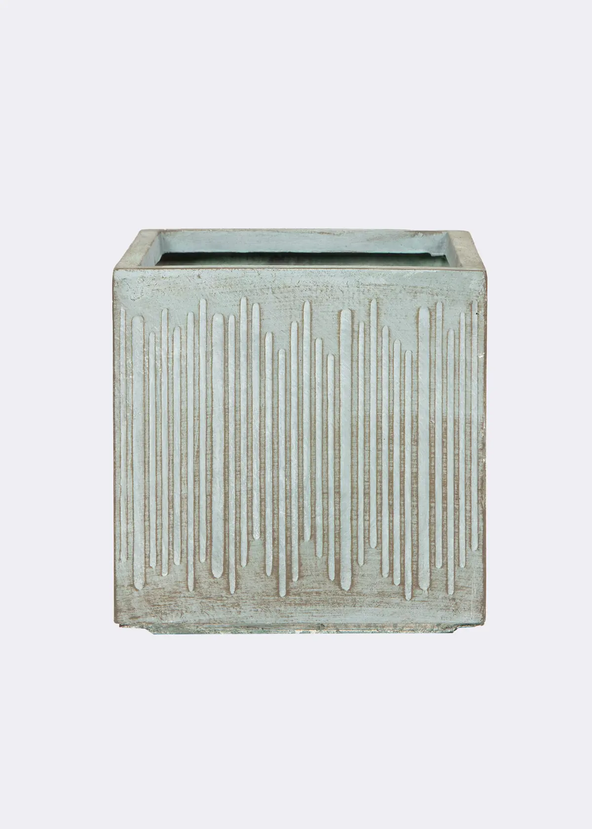 A photo of Oxide Stripe Cube Outdoor Pot 30cm