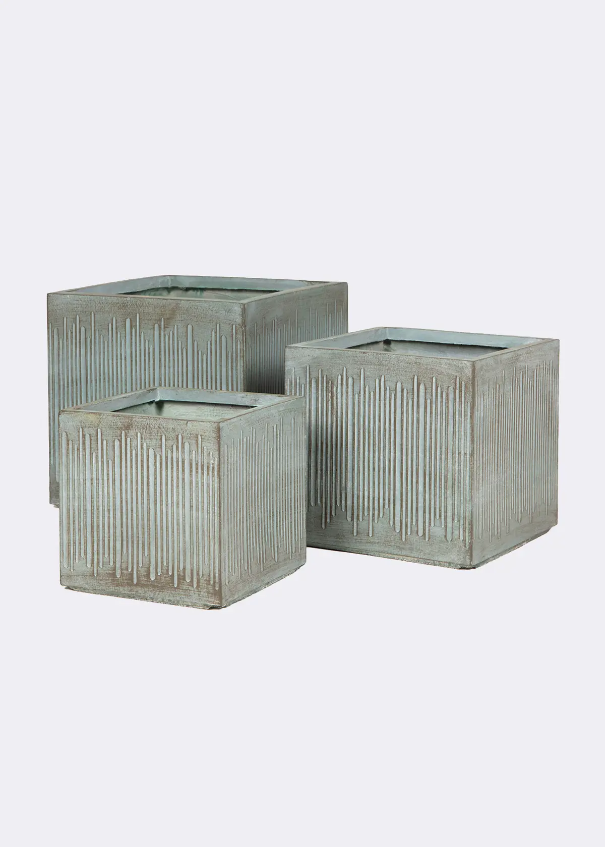 A photo of Oxide Stripe Cube Outdoor Pot 30cm