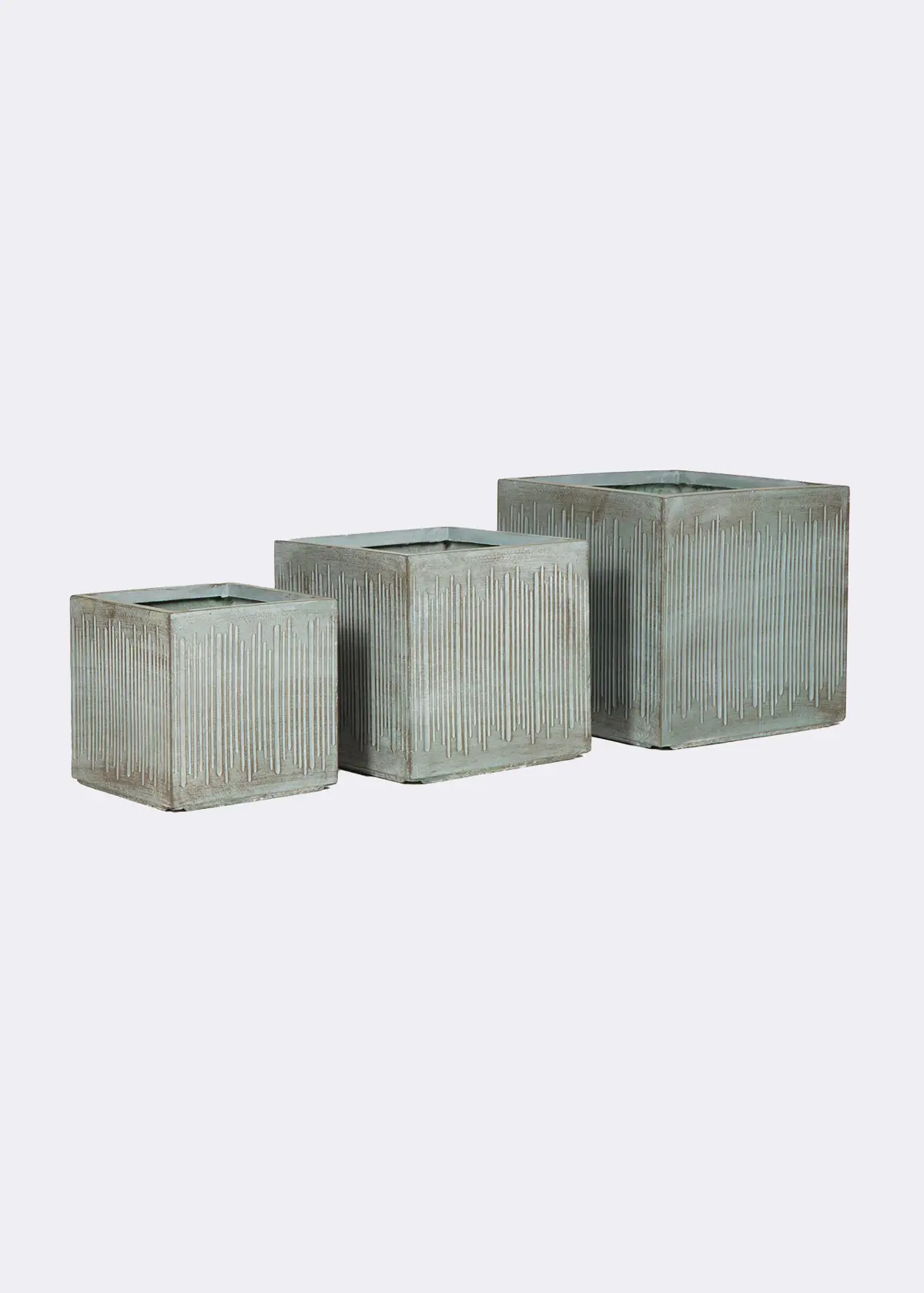 A photo of Oxide Stripe Cube Outdoor Pot 30cm