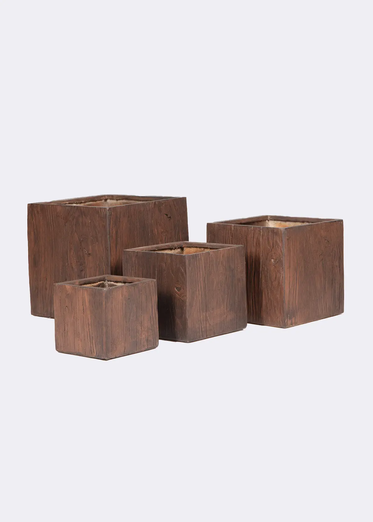 A photo of Wood Effect Square Outdoor Pot 37cm