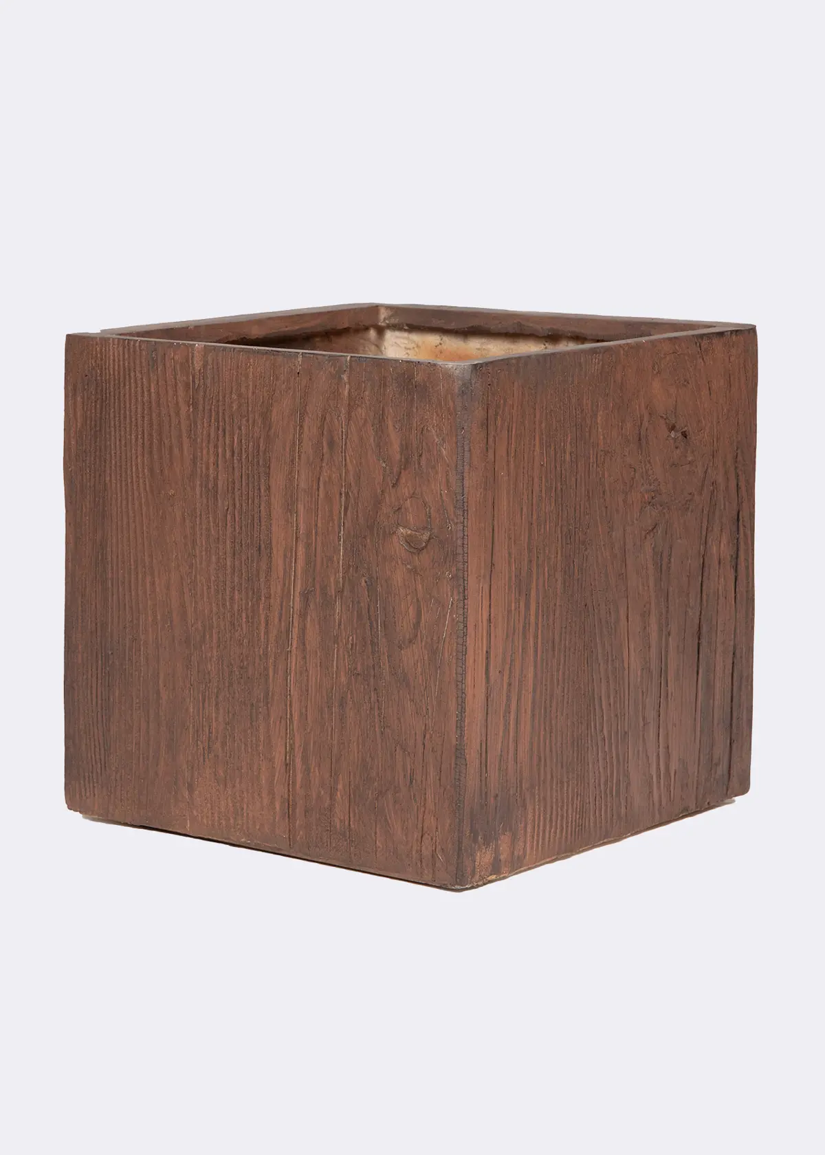 A photo of Wood Effect Square Outdoor Pot 37cm