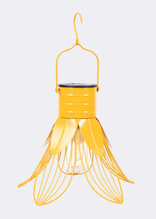 A photo of Yellow Fluted Flower Solar Lantern