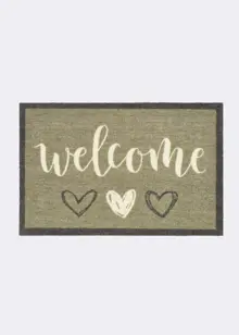 Dobbies Welcome Hearts Sage Indoor Mat 50x75cm