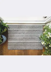 Dobbies Plain Portland Stone Stripe Indoor Mat 50x75cm