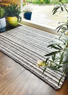 Dobbies Plain Portland Stone Stripe Indoor Mat 50x75cm