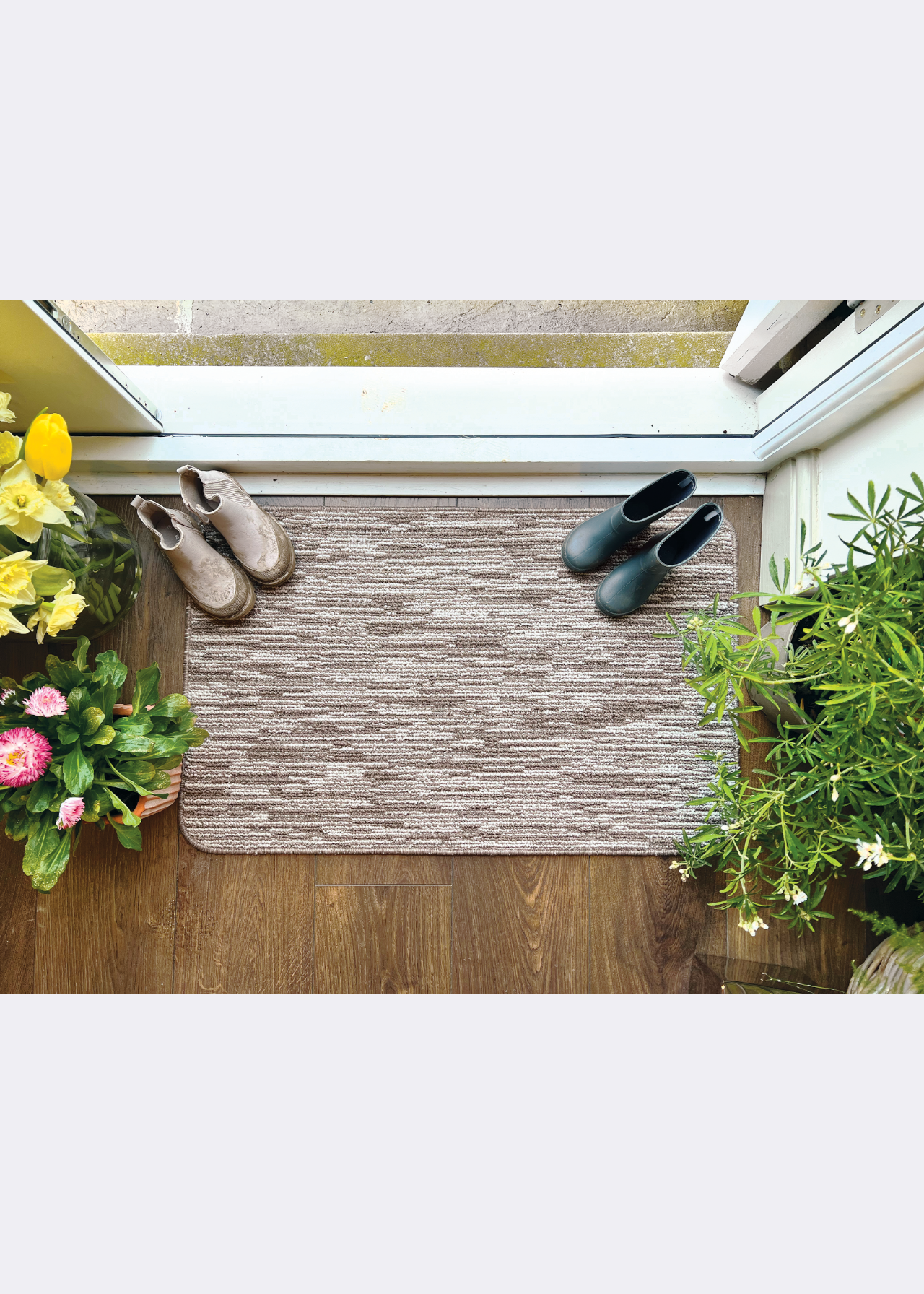 My Stain Resistant Indoor Mat 50x80cm Broken Stripe Stone