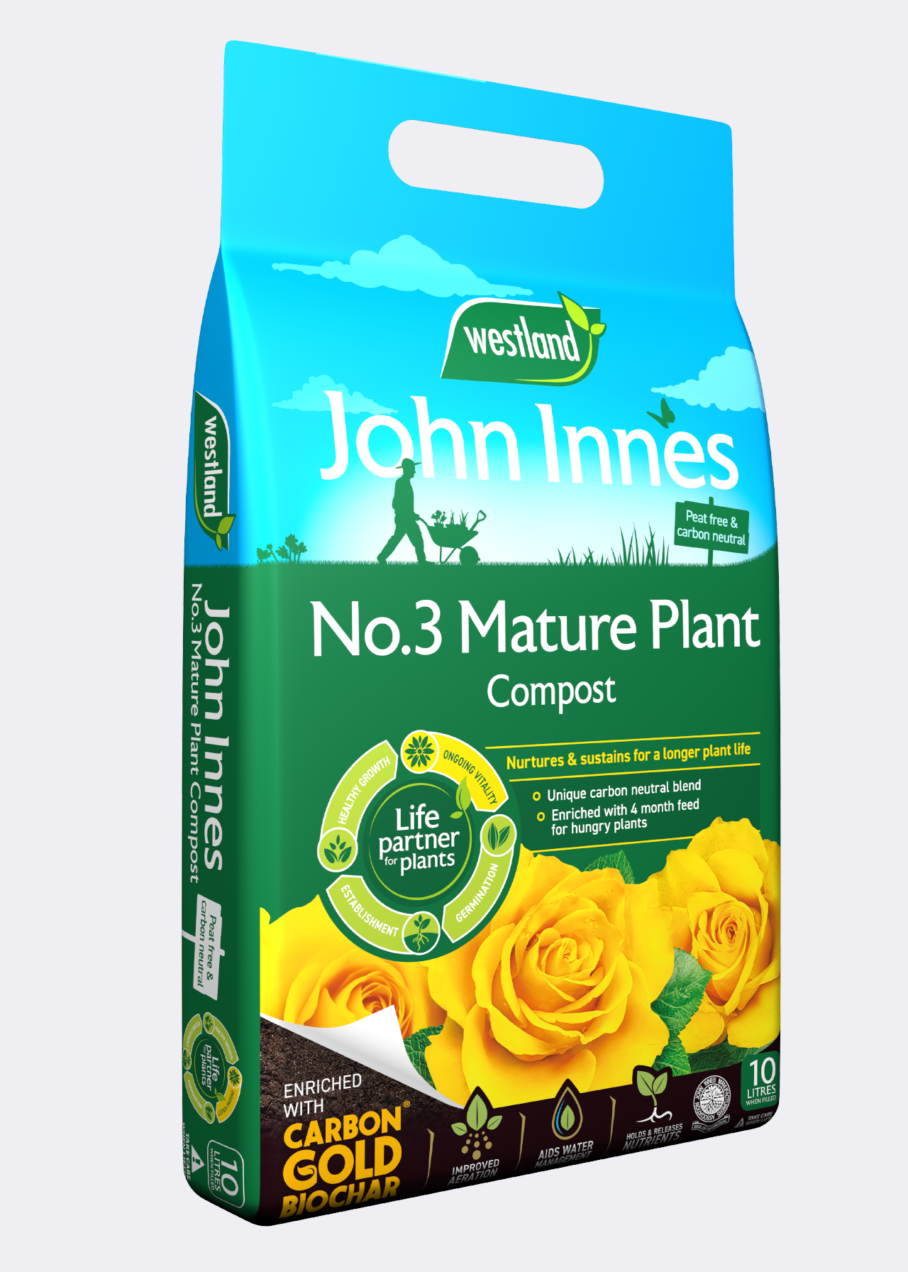 10L John Innes Peat Free No 3 Mature Plant Compost